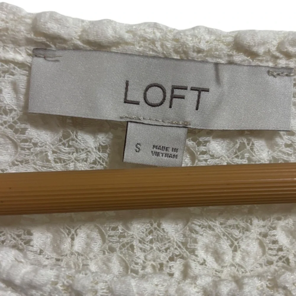 Loft Cream Bubble‎ Lace Puff Shoulder Top Coquette Romantic Boho Victorian Small